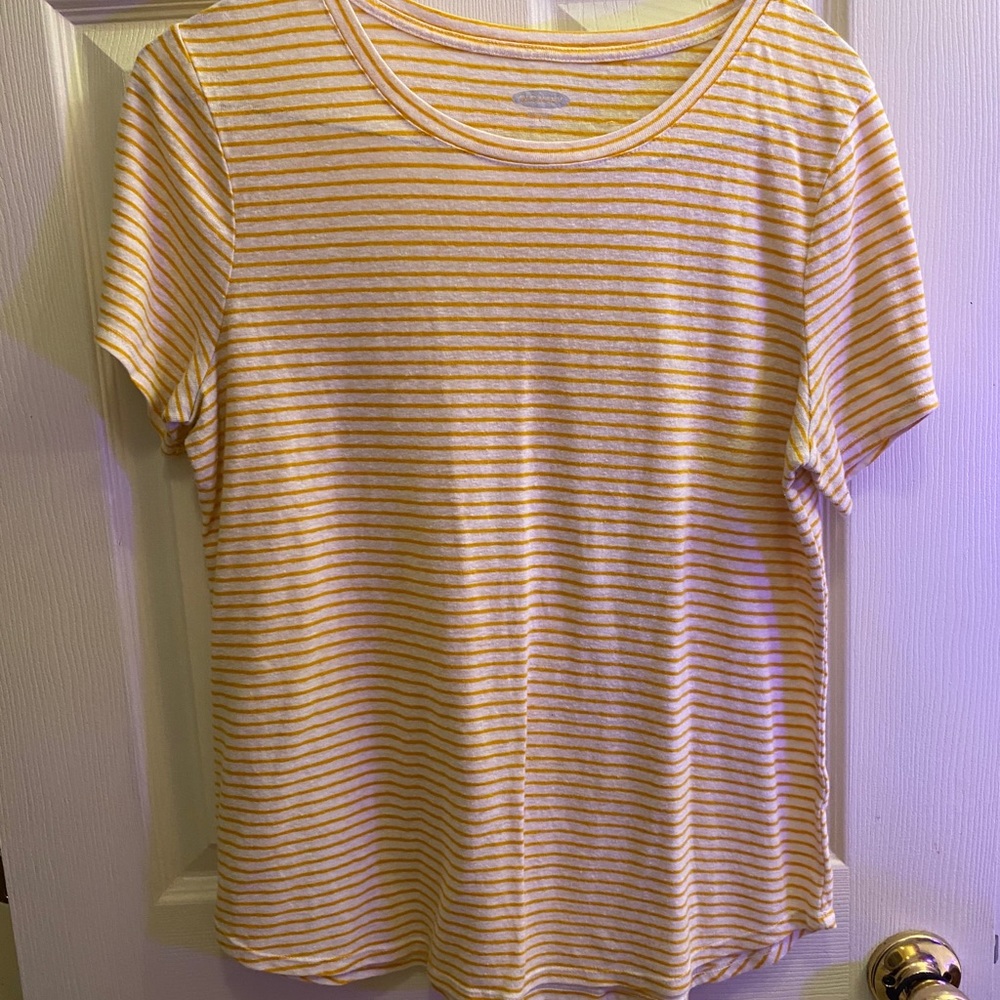 yellow & white striped t-shirt